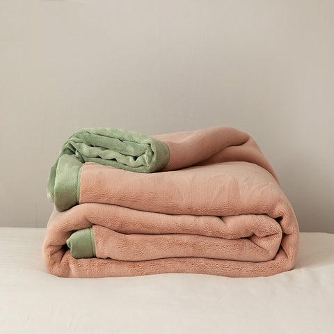 Kumo Harmony Blanket in Pink Green neatly folded – Japanese Milk Velvet Tradition