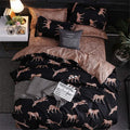 3-piece duvet cover bedding set with bold leopard pattern on queen or king bed