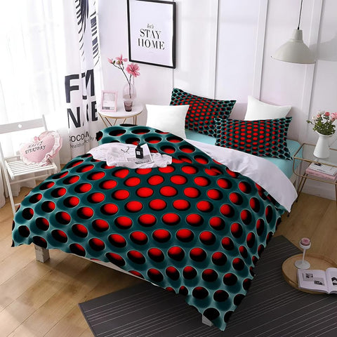 Cosmic print duvet cover on white bed frame with natural lighting