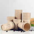 Natural bamboo fiber cups shown with latte and notebook
