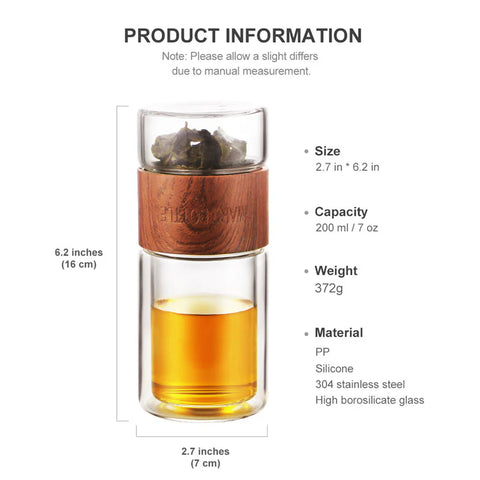 Tea Infuser Bottle - Double Wall Glass