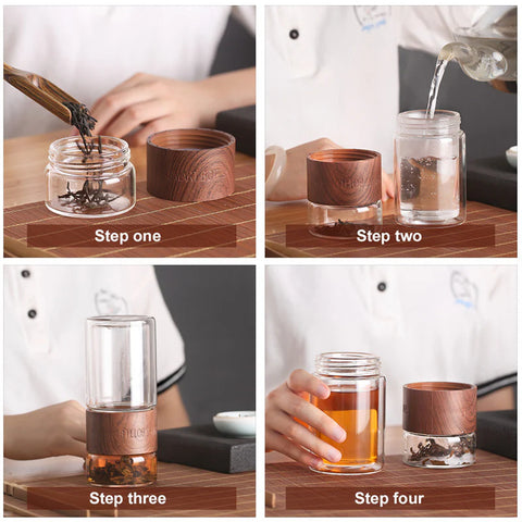 Tea Infuser Bottle - Double Wall Glass