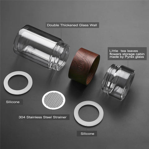 Tea Infuser Bottle - Double Wall Glass