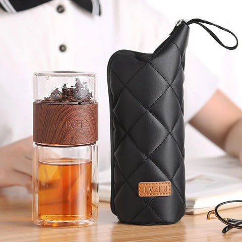Tea Infuser Bottle - Double Wall Glass