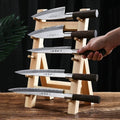 Pine wood Japanese knife holder with full knife set
