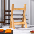 Pine wood knife rack on white counter