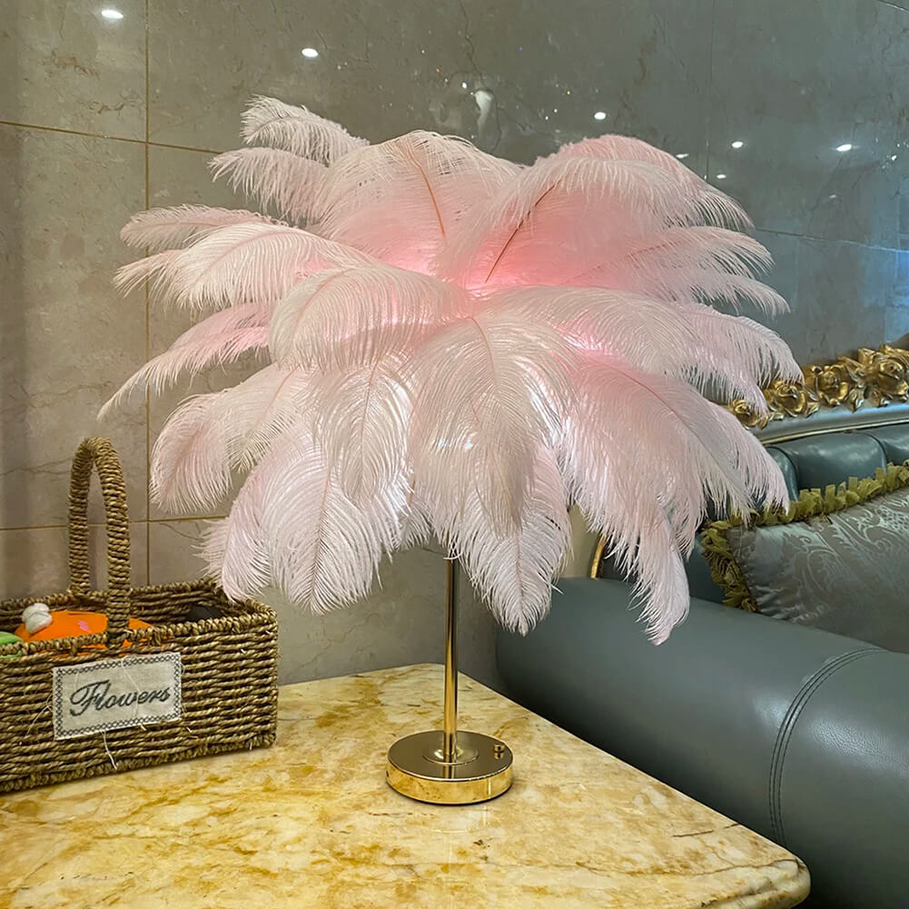 CELESTE OSTRICH FEATHER TABLE LAMP