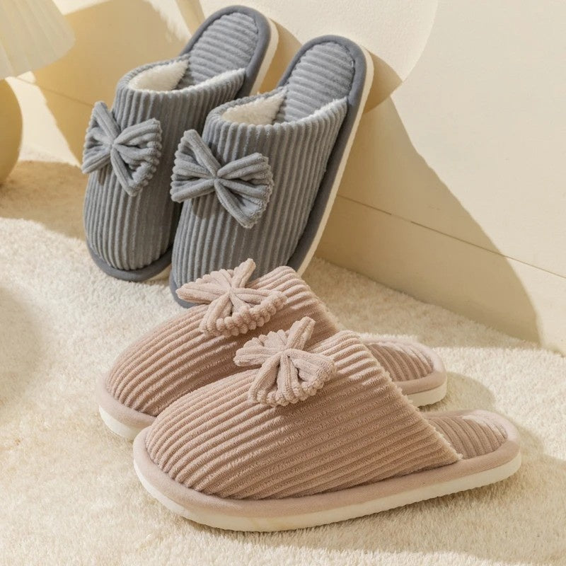 NORDIC-BOW PLUSH SLIPPERS