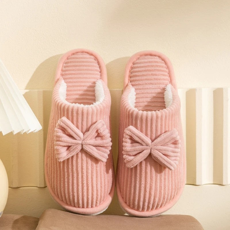 NORDIC-BOW PLUSH SLIPPERS