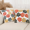 Decorative fall cushion covers and throw pillows with tufted pumpkin and maple leaf patterns