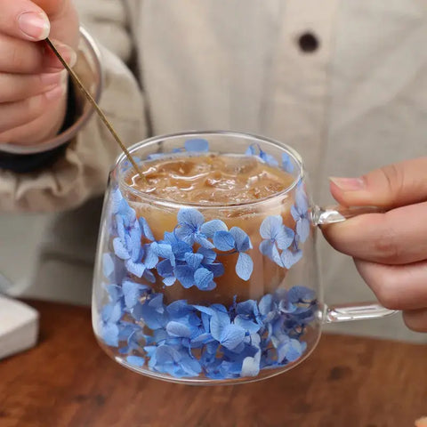 Floral Insulated Borosilicate Glass Mug