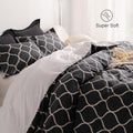 Reversible Bedding Pillowcases and Duvet Cover with Gold Grid Design – Modern Bedroom Decor