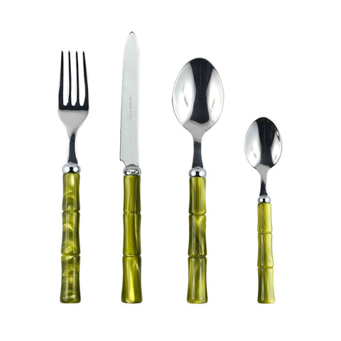 Eco-Friendly Silverware Set - Durable Dinnerware with Bamboo Handles