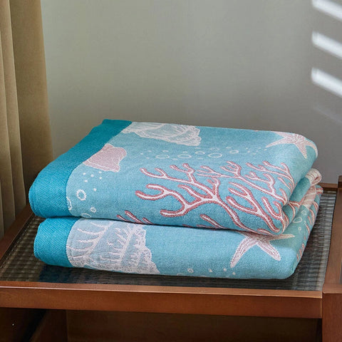 Double-Sided Throw Blanket - Starfish & Bubbles