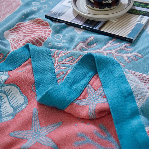 Double-Sided Throw Blanket - Starfish & Bubbles