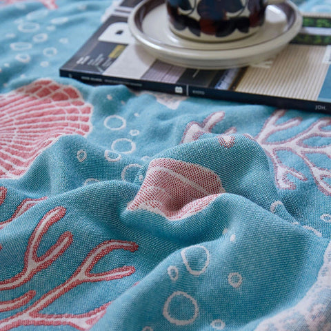 Double-Sided Throw Blanket - Starfish & Bubbles