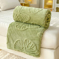 Sage green fleece butterfly throw blanket – calming and cozy bed cover