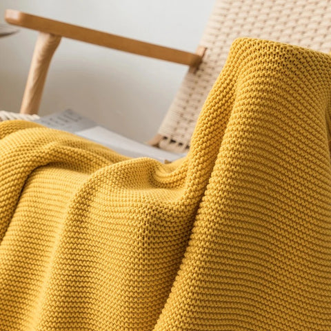 Golden Mustard Knit Throw Blanket