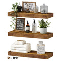 Wooden bathroom shelves with towels, toiletries, and decorative items on a white background