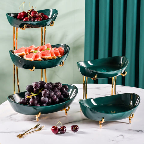 Ceramic Serving Bowls with Metal Stand