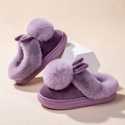 Women's Bunny Slippers - Cozy Plush Winter Warmth