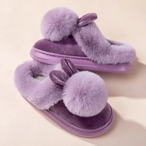 Women's Bunny Slippers - Cozy Plush Winter Warmth