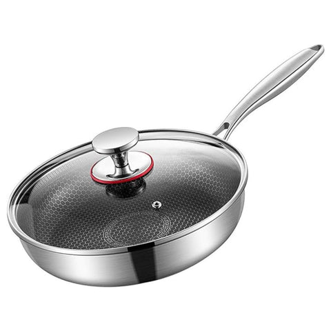 Stainless frying pan with tempered glass lid