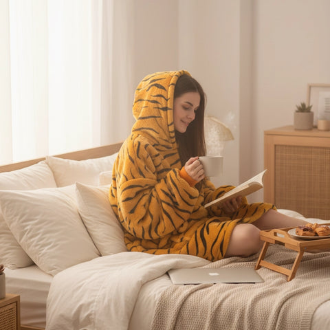 Animal Print Hooded Blanket