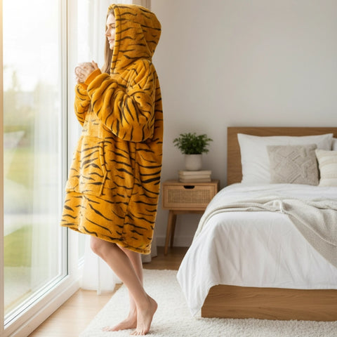 Animal Print Hooded Blanket