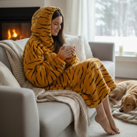 Animal Print Hooded Blanket