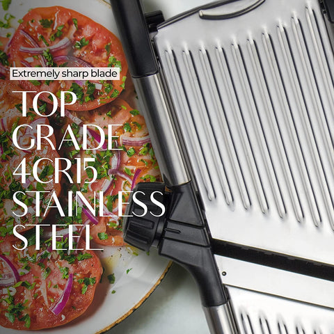 Close-up of sharp 4CR15 stainless steel mandoline blades
