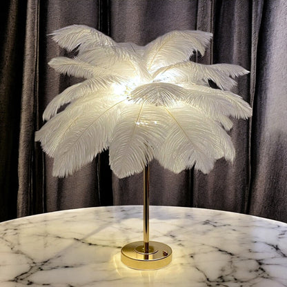 CELESTE OSTRICH FEATHER TABLE LAMP