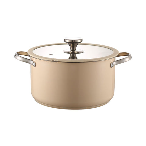 Wide beige pot with stainless lid from Maison cookware collection