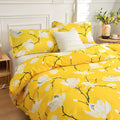 Yellow blossom duvet and pillowcases – ideal set for full or queen bed upgrades