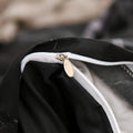 Close-up of zipper on duvet cover for easy bedding setup